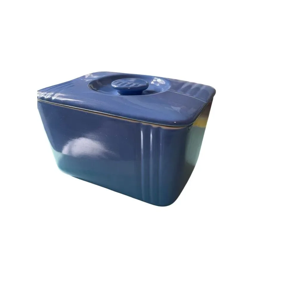 Hall Westinghouse Vintage Refrigerator Dish Delphinium Blue W/Lid 6x4x4